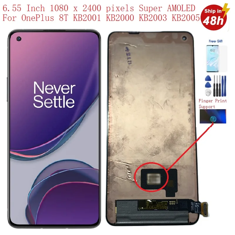 Super AMOLED For Display Oneplus 8T Lcd Screen Touch Digitizer For OnePlus8T Lcd 1+8T Screen KB2001 KB2000 Fingerprint Support
Super AMOLED For Display Oneplus 8T Lcd Screen Touch Digitizer For OnePlus8T Lcd 1+8T Screen KB2001 KB2000 Fingerprint Support