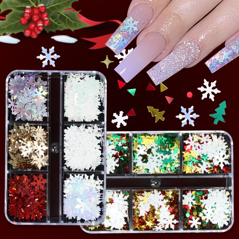 6 Grids 3D Snowflake Winter Glitter Sequins Set For Nail Art Decorations Xmas Trees Flakes Christmas Manicure Charms Accessories
6 Grids 3D Snowflake Winter Glitter Sequins Set For Nail Art Decorations Xmas Trees Flakes Christmas Manicure Charms Accessories