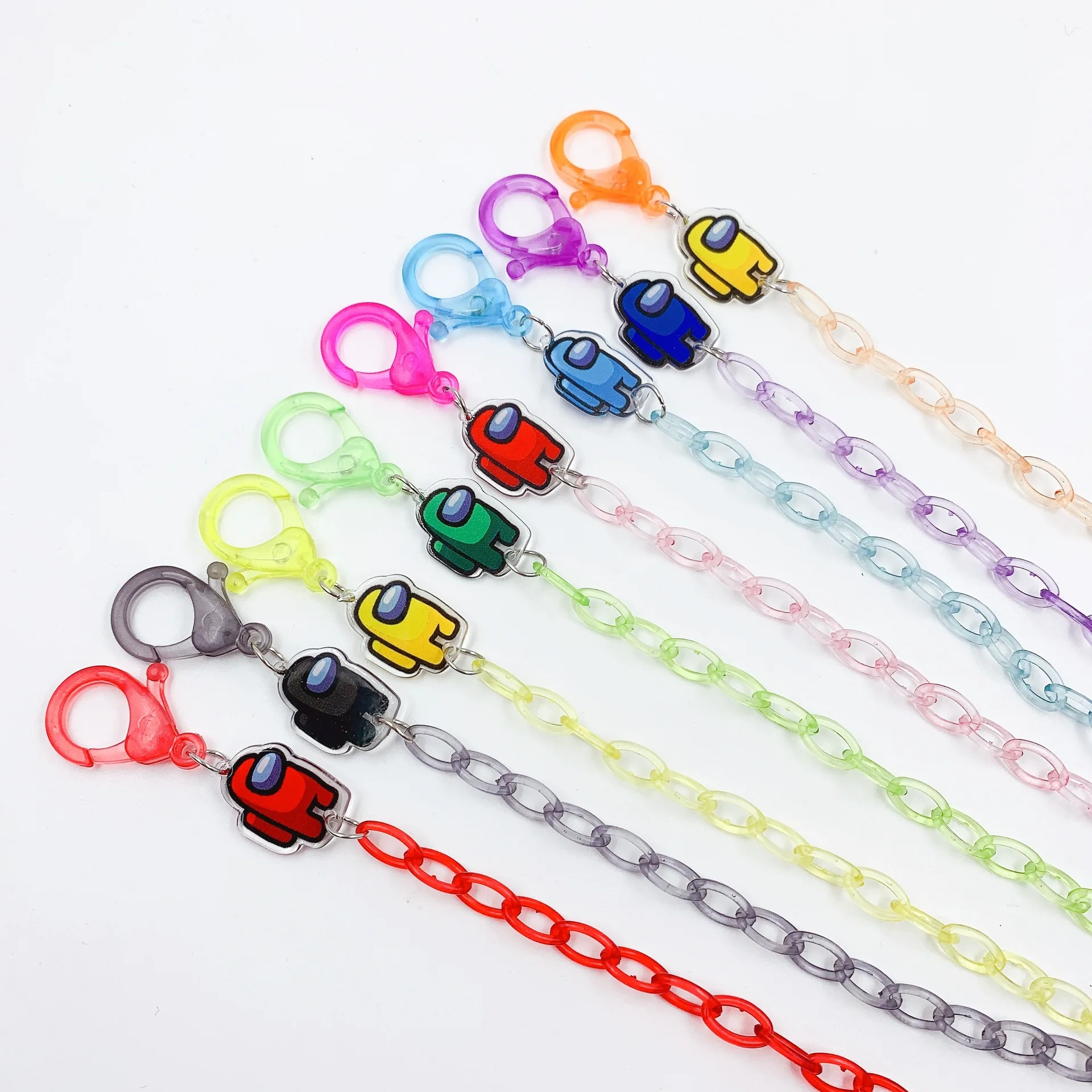 10 Pieces One Pack Cartoon Candy Color Game Transparent Color Among-us Anti-lost Mask Chain Glasses Lanyard Wholesale
10 Pieces One Pack Cartoon Candy Color Game Transparent Color Among-us Anti-lost Mask Chain Glasses Lanyard Wholesale