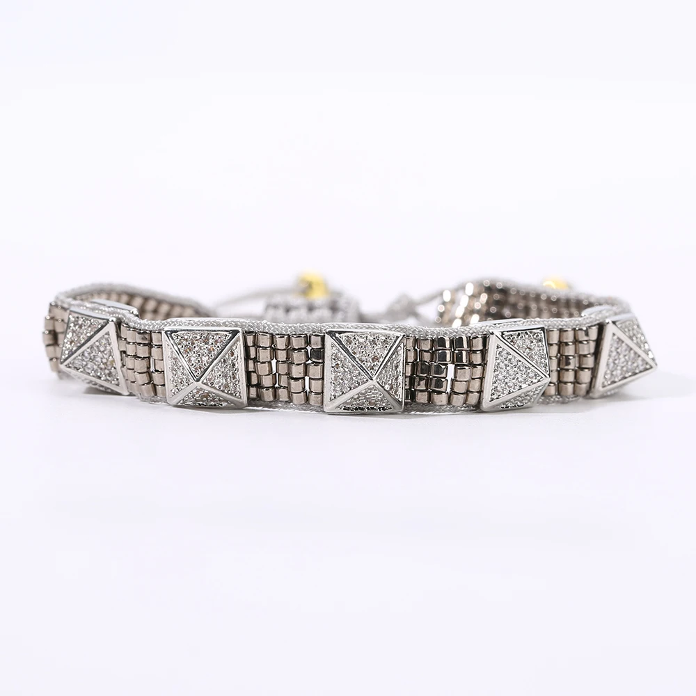 YUOKIAA Handmade Braided Japan Bead Miyuki Bracelet for Women Zircon Rhinestone Rivets Pulseras Bijoux Friendship Boho Bracelets | Украшения