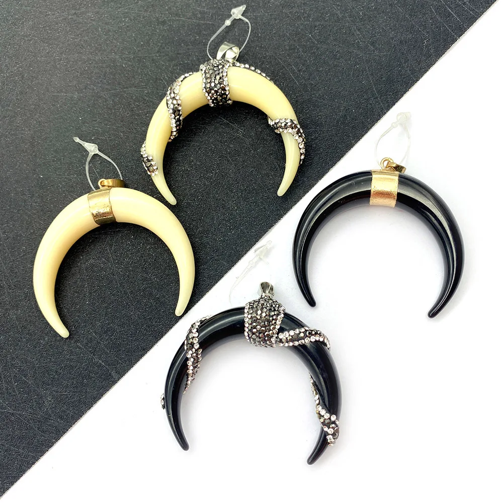 Resin Ox Bone Pendant Moon Shape Natural Stone Material Black and White Diamond DIY Making Necklace Accessories Jewelry Charm
Resin Ox Bone Pendant Moon Shape Natural Stone Material Black and White Diamond DIY Making Necklace Accessories Jewelry Charm