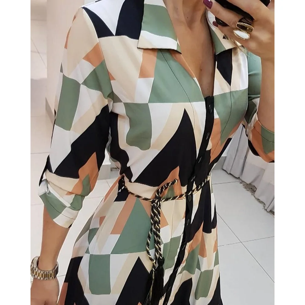 2021 New Casual Rhombus Women's Dress Sashes Button Long Sleeve Ladies Spring Summer Midi Dresses
2021 New Casual Rhombus Women's Dress Sashes Button Long Sleeve Ladies Spring Summer Midi Dresses