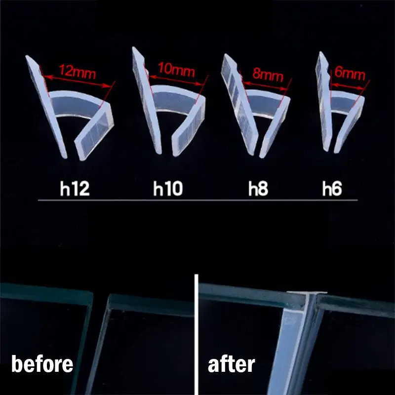 Shower Sealing Strip Door Window H Shape Bath 6mm/8mm 1M/2M Hot Sale Accessories High quality
Shower Sealing Strip Door Window H Shape Bath 6mm/8mm 1M/2M Hot Sale Accessories High quality