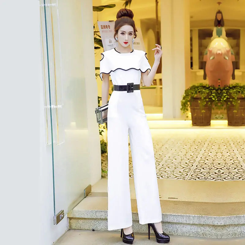 Women 2021 Summer Elegant Office Workwear Casual Jumpsuits Female O-Neck Short Sleeve Wide Leg Jumpsuit Overalls Rompers U27
Women 2021 Summer Elegant Office Workwear Casual Jumpsuits Female O-Neck Short Sleeve Wide Leg Jumpsuit Overalls Rompers U27