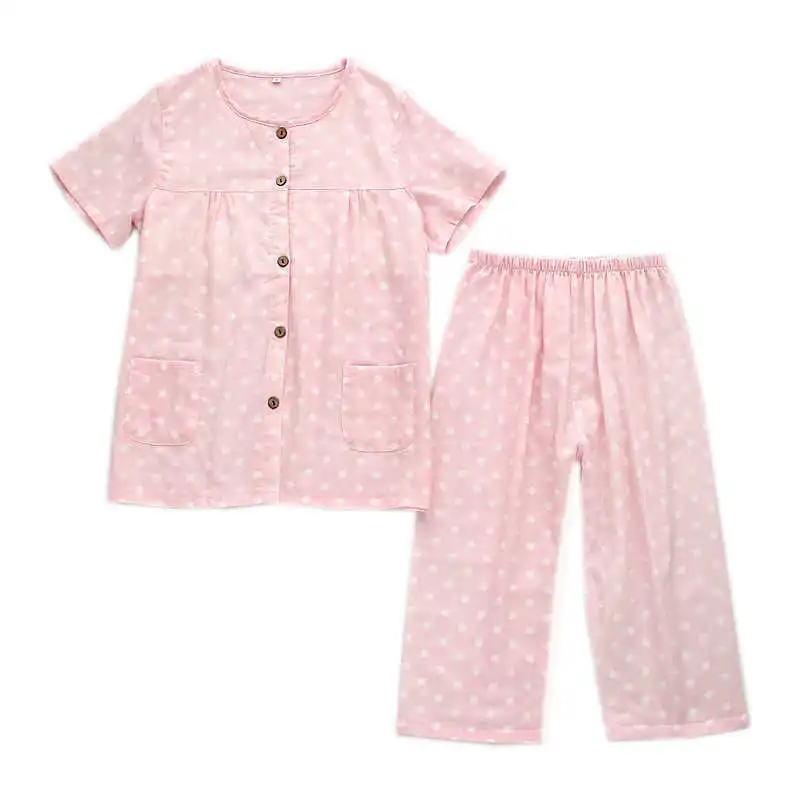 Summer Ladies Pajamas Plus Size Home Service Suit Half-sleeved Cropped Trousers with Chest Pad Cotton Gauze Suit Women
Summer Ladies Pajamas Plus Size Home Service Suit Half-sleeved Cropped Trousers with Chest Pad Cotton Gauze Suit Women