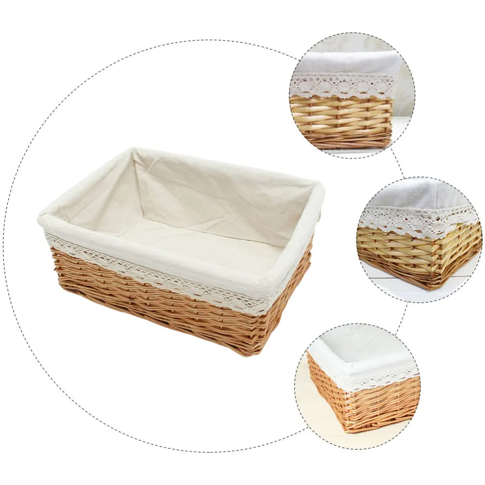 35*25*13cm Multipurpose Rectangular Wicker Storage Basket with Removable Washable Liner Willow Woven Containers - Size
35*25*13cm Multipurpose Rectangular Wicker Storage Basket with Removable Washable Liner Willow Woven Containers - Size