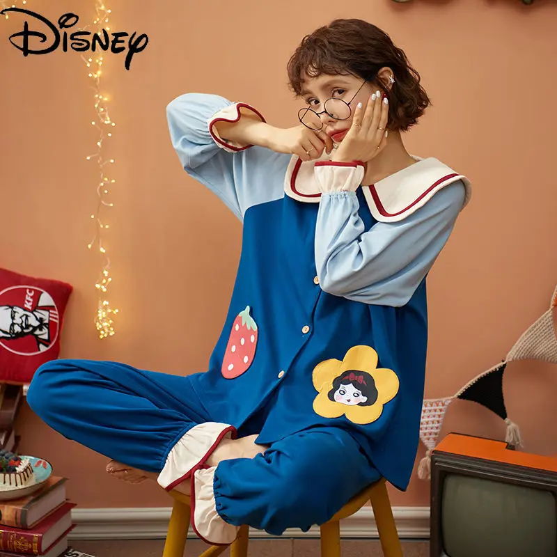 Disney ladies fashion spring and autumn cute cartoon snow white pajamas simple and comfortable pure cotton furniture suit
Disney ladies fashion spring and autumn cute cartoon snow white pajamas simple and comfortable pure cotton furniture suit