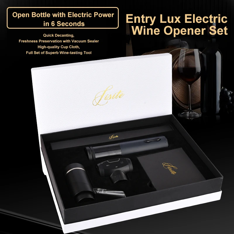 High-end electric wine bottle opener, corkscrew,wine aerator pourer decanter, smart cork set, bar accessories wine set
High-end electric wine bottle opener, corkscrew,wine aerator pourer decanter, smart cork set, bar accessories wine set