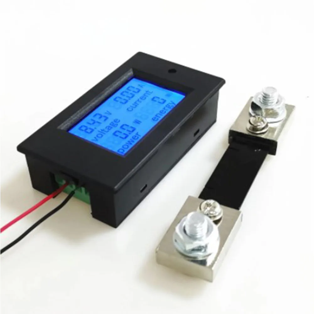 

LCD Power Energy Consumption Current Ammeter DC 6.5-100V 20A 100A Amp Watt Kwh 4 in 1 Digital Voltmeter Ampere Meter with Shunt