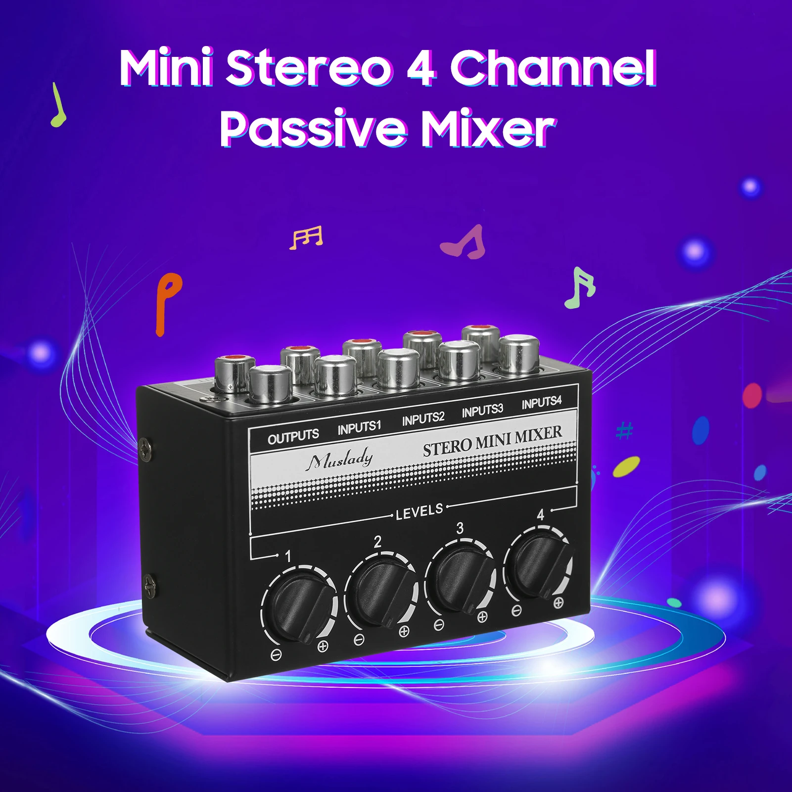 Muslady мини стерео 4-канальный пассивный микшер RCA портативный аудио 1 в 4 выход