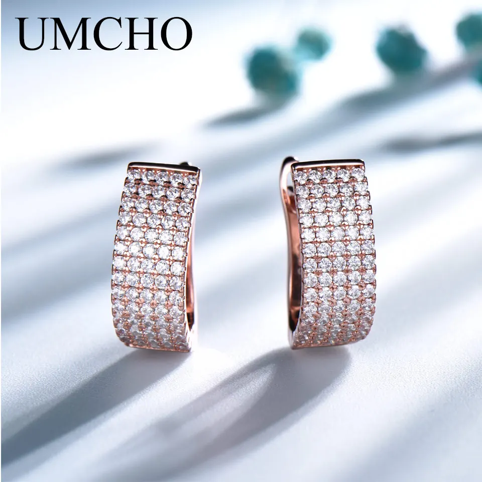 

UMCHO Solid Silver 925 Jewelry Round Created Nano CZ Clip Earrings For Women Birthday Gifts Charms Fine Jewelry