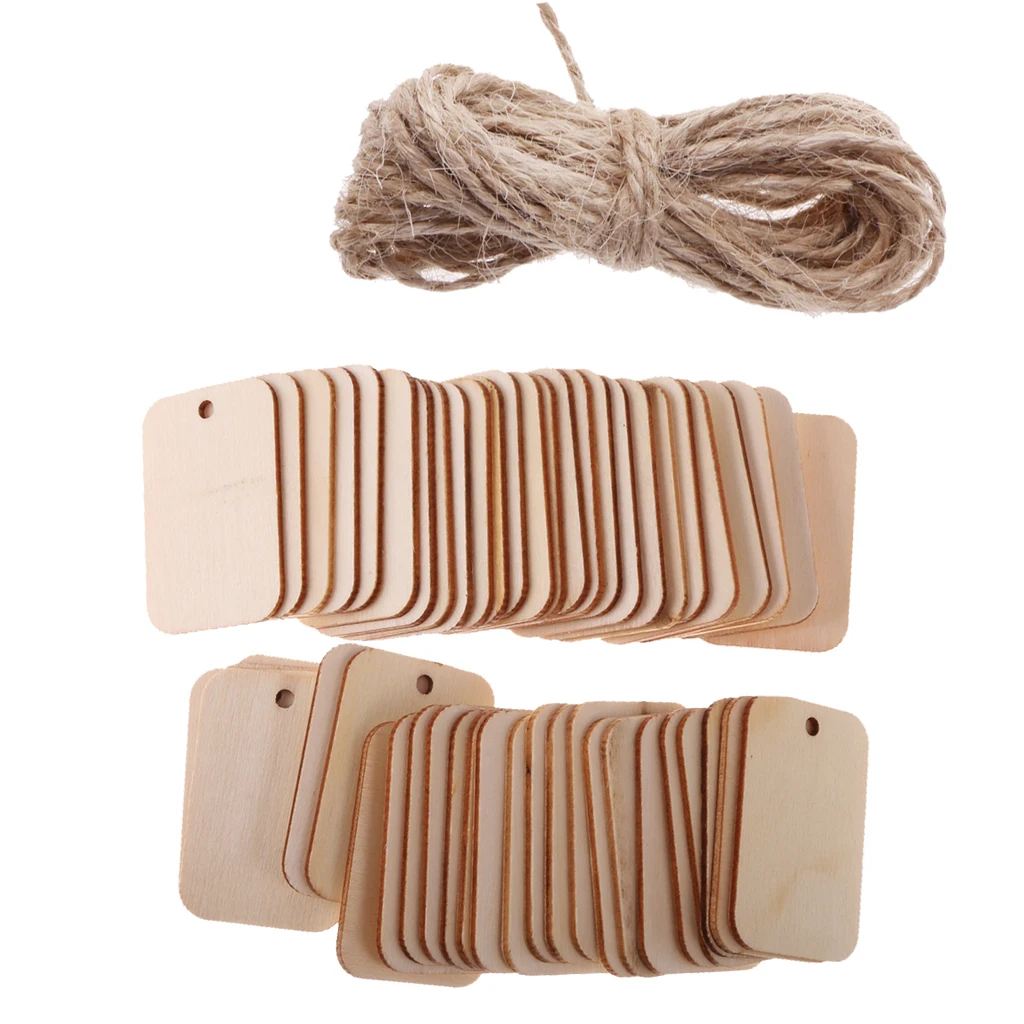 50 Pieces Wooden Rectangle Craft Shape Tag Embellishment for Craft with Rope Unfinished Wood Cutout Chips for Pieces Arts
50 Pieces Wooden Rectangle Craft Shape Tag Embellishment for Craft with Rope Unfinished Wood Cutout Chips for Pieces Arts