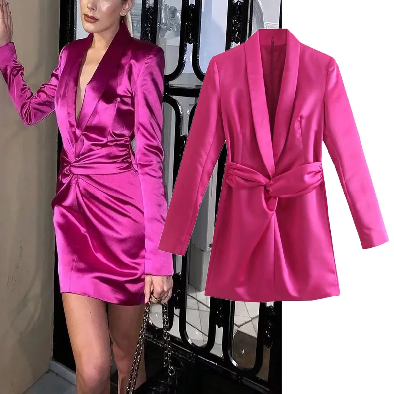 WSL TRAF ZA Spring Summer Solid Suit Style Mini Casual Dresses 2022 Vintage Waist Knotted Decoration Long Sleeve Dress Female
WSL TRAF ZA Spring Summer Solid Suit Style Mini Casual Dresses 2022 Vintage Waist Knotted Decoration Long Sleeve Dress Female