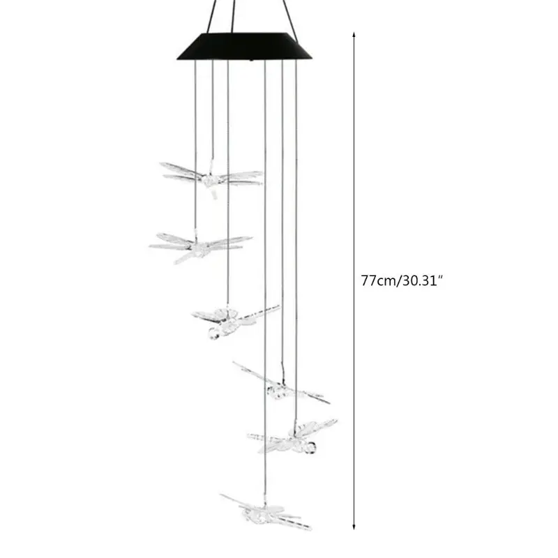 Outdoor Solar LED Wind Chime Light Dragonfly Color-changing Chandelier Home Garden Decoration Lamp B03D
Outdoor Solar LED Wind Chime Light Dragonfly Color-changing Chandelier Home Garden Decoration Lamp B03D