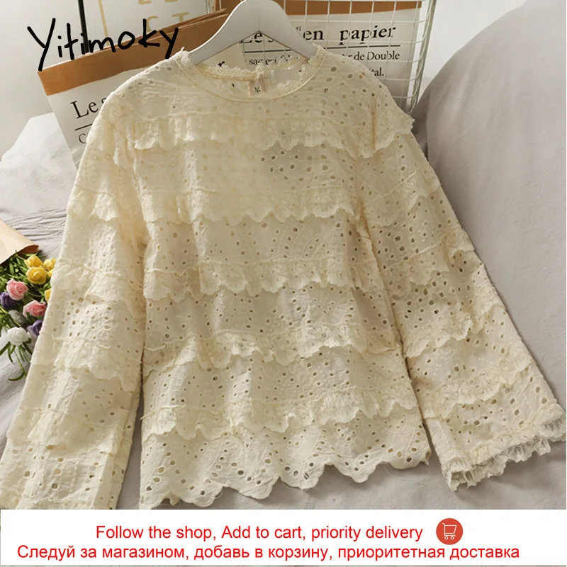 Yitimoky Women Blouses Spring Summer 2021 Fashion Shirts Hollow Out Edible Tree Fungus Clothes Square Collar Lace Solid Crop Top
Yitimoky Women Blouses Spring Summer 2021 Fashion Shirts Hollow Out Edible Tree Fungus Clothes Square Collar Lace Solid Crop Top