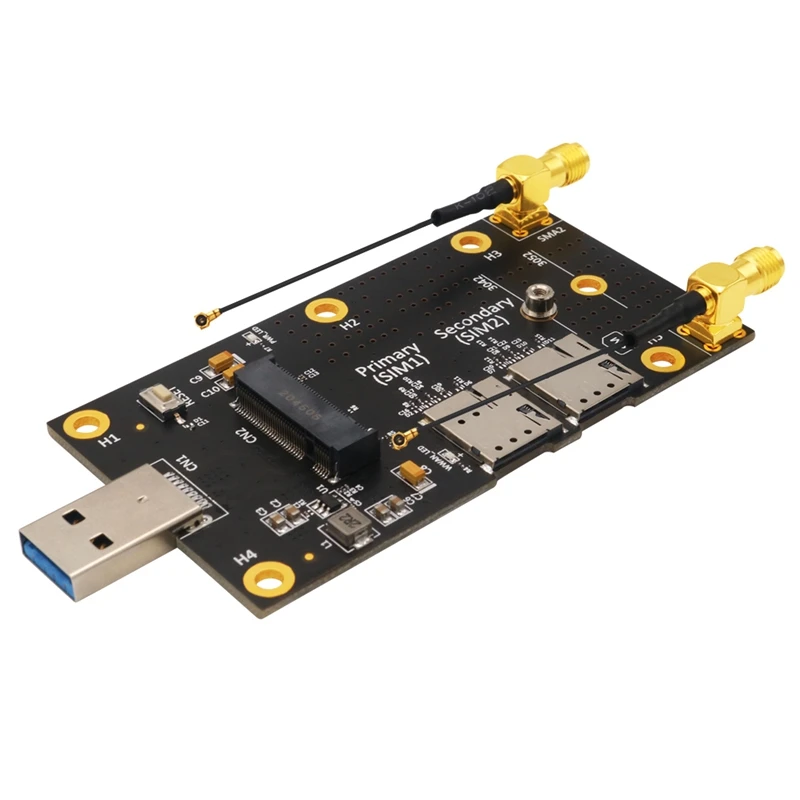

Адаптер NGFF(M.2)-USB 3,0 с двумя слотами для SIM-карт NANO для 3G/4G/Φ модуля, поддерживает 3042/3052 Тип M.2 Key B Card