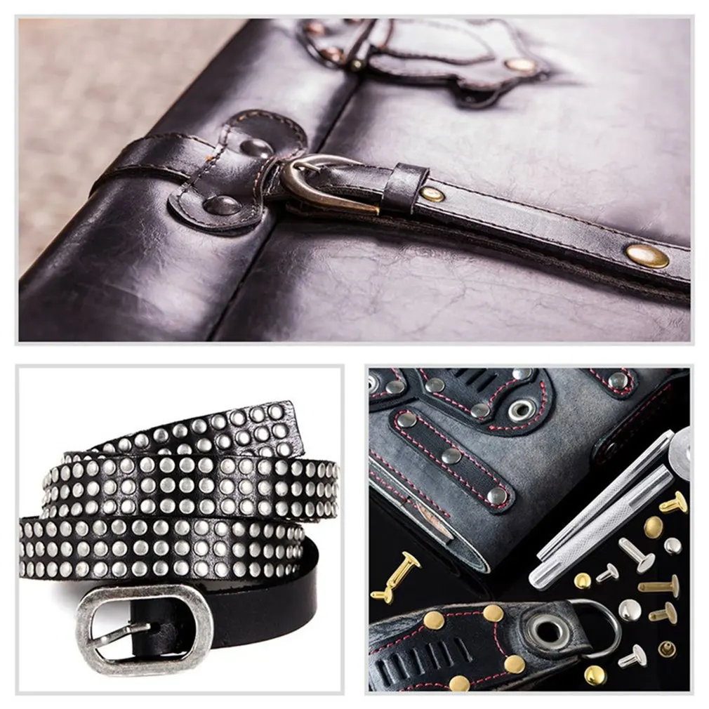 300Sets 3 Sizes 3 Colors Leather Double Cap Rivets Tubular Metal with Punch Pliers Fixing Tools for DIY Rivets Leather Craft
300Sets 3 Sizes 3 Colors Leather Double Cap Rivets Tubular Metal with Punch Pliers Fixing Tools for DIY Rivets Leather Craft