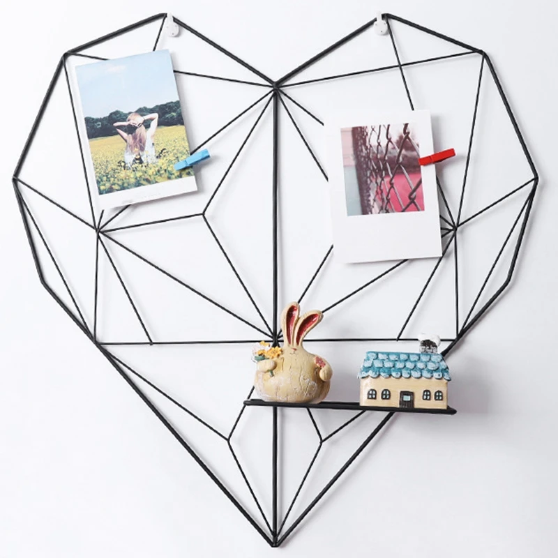 Wall Shelf Heart Hanging Decoration Metal Mesh Grid Wall Photos Shelf Postcards Frame Storage Rack Holders Nordic Style Black
Wall Shelf Heart Hanging Decoration Metal Mesh Grid Wall Photos Shelf Postcards Frame Storage Rack Holders Nordic Style Black