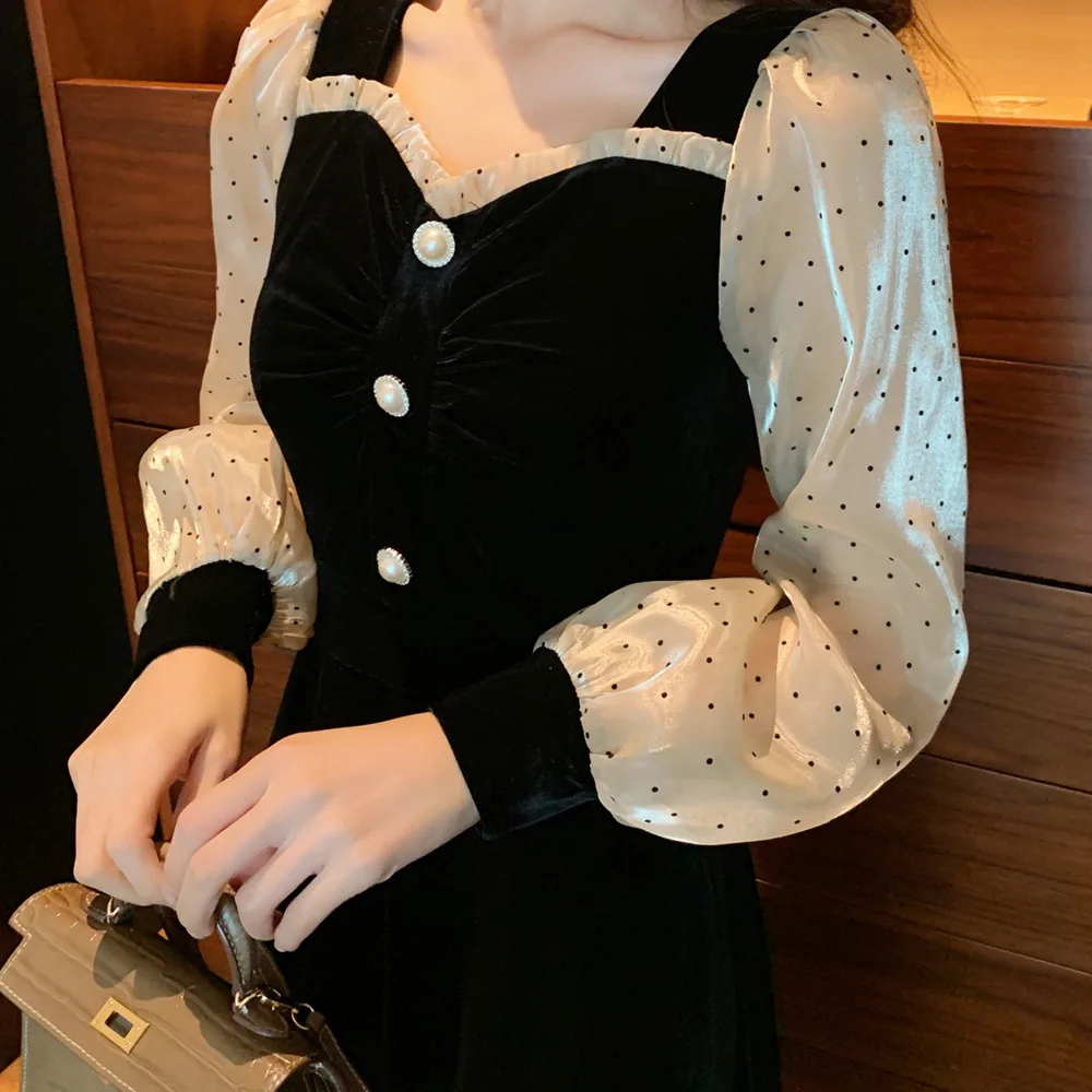 BacklakeGirls Fashion Designer Dress Spring Autumn Women's Dress Long Sleeve Dots Velvet Cocktail Dresses Robe Noir
BacklakeGirls Fashion Designer Dress Spring Autumn Women's Dress Long Sleeve Dots Velvet Cocktail Dresses Robe Noir