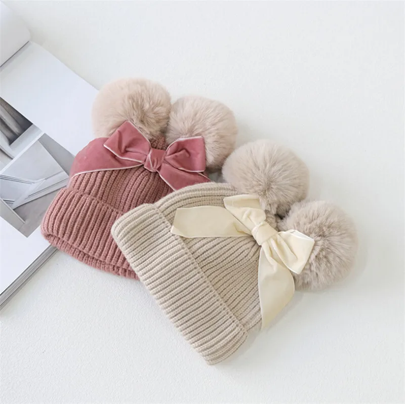 Kids Baby Girl Boy Double Pompom Ball Knitted Hat Autumn Winter Warm Bowknot Beanie Caps Woolen Thicken Hats
Kids Baby Girl Boy Double Pompom Ball Knitted Hat Autumn Winter Warm Bowknot Beanie Caps Woolen Thicken Hats