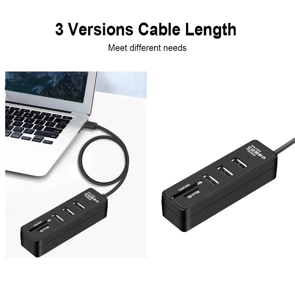 Kebidu новейший USB комбинированный концентратор 2 0 3 порта разветвитель + Кардридер