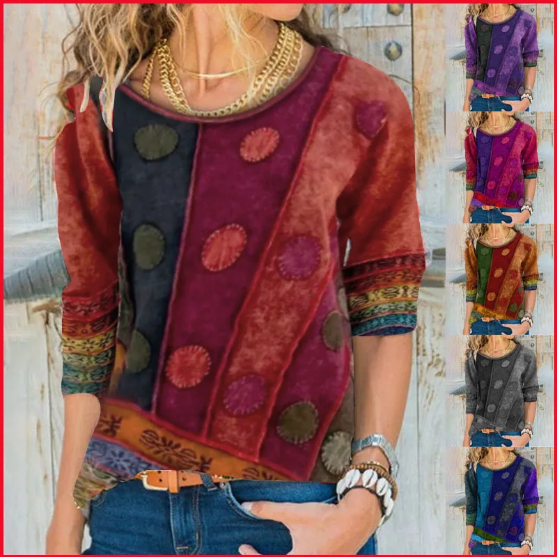 Spring Women Print Vintage Ethnic Style Tops Long Sleeve O-neck T Shirt Harajuku Loose Plus Size Tshirt Tee Shirt Femme Clothes
Spring Women Print Vintage Ethnic Style Tops Long Sleeve O-neck T Shirt Harajuku Loose Plus Size Tshirt Tee Shirt Femme Clothes