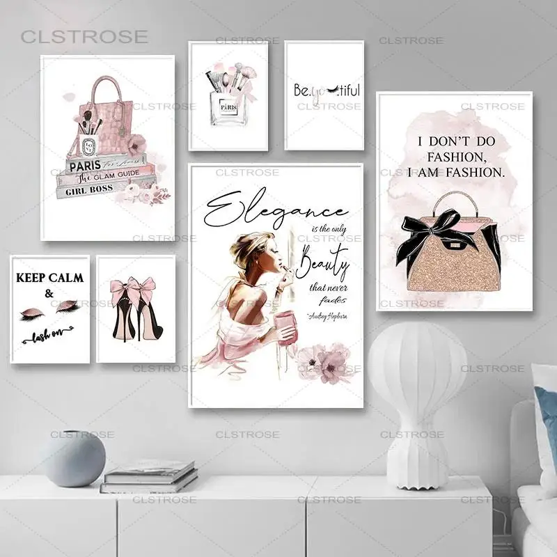Luxury Fashion Bag High Heels Perfume Pink Poster Nordic Minimalist Canvas Painting Wall Art Picture Home Decoration Salon Shop
Luxury Fashion Bag High Heels Perfume Pink Poster Nordic Minimalist Canvas Painting Wall Art Picture Home Decoration Salon Shop