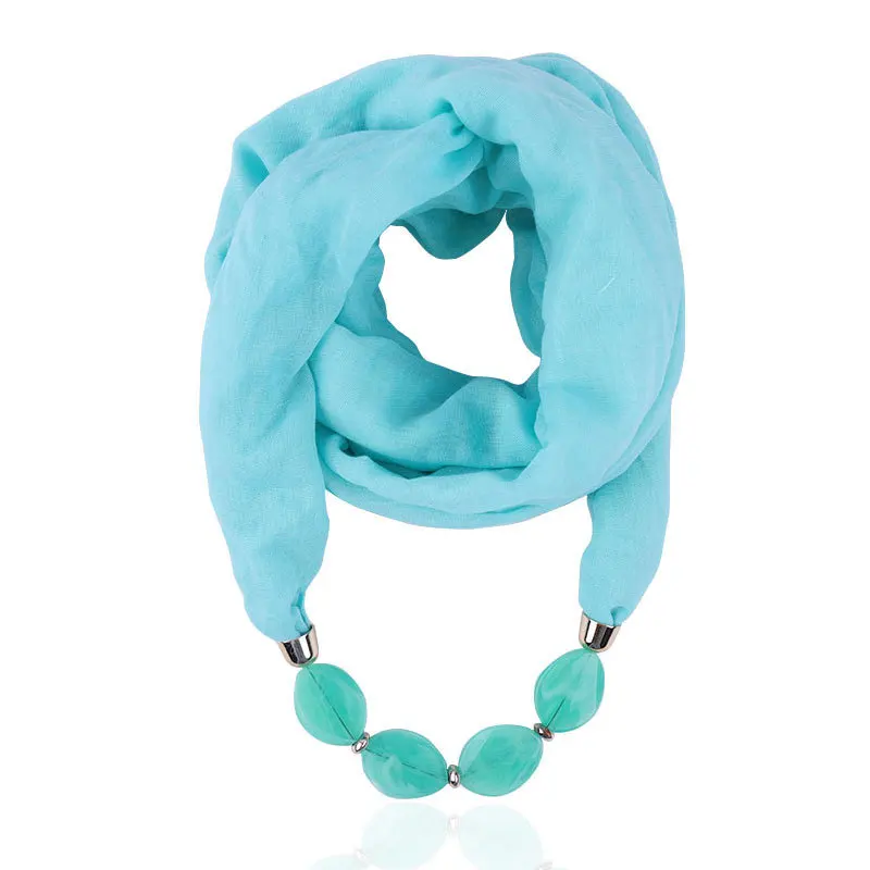 

RUNMEIFA solid color Jewelry Statement Necklace Pendant Scarf Women Bohemia Neckerchief Foulard Femme Accessories Hijab Stores