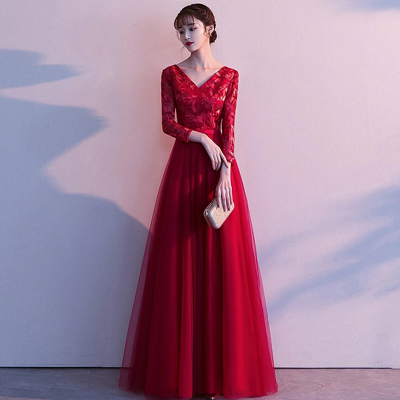 Prom Dresses 2020 Elegant Burgundy A Line V Neck Appliques Lace Formal Party Gowns Sexy Robe De Bal Gala Jurken
Prom Dresses 2020 Elegant Burgundy A Line V Neck Appliques Lace Formal Party Gowns Sexy Robe De Bal Gala Jurken
