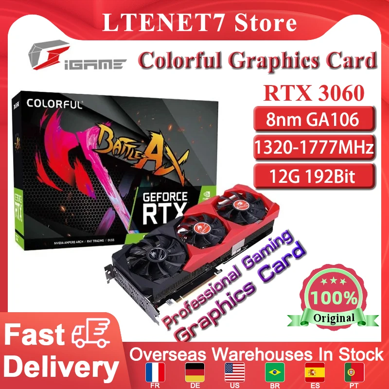 Colorful Graphics Card iGame GeForce RTX 3060 LHR 12G 8nm 1320-1777Mhz GDDR6 Video Card Computer Gaming Graphics Card Brand New
Colorful Graphics Card iGame GeForce RTX 3060 LHR 12G 8nm 1320-1777Mhz GDDR6 Video Card Computer Gaming Graphics Card Brand New