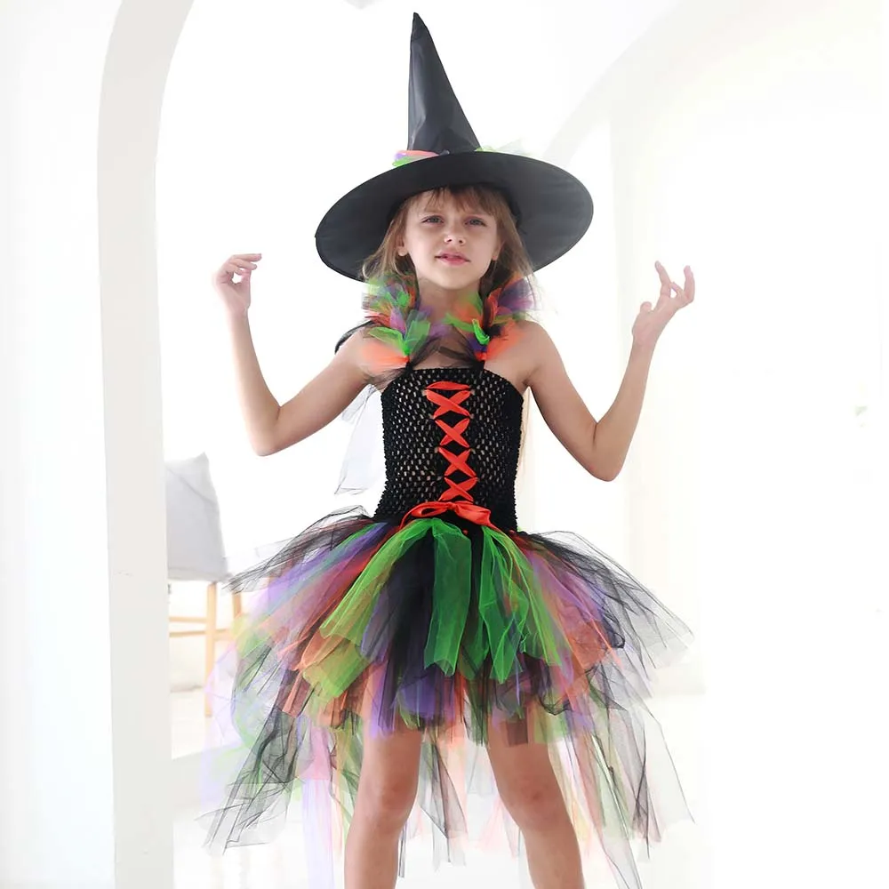 Костюм на Хэллоуин Детские вечерние платья и шапка маскировка платье-пачка