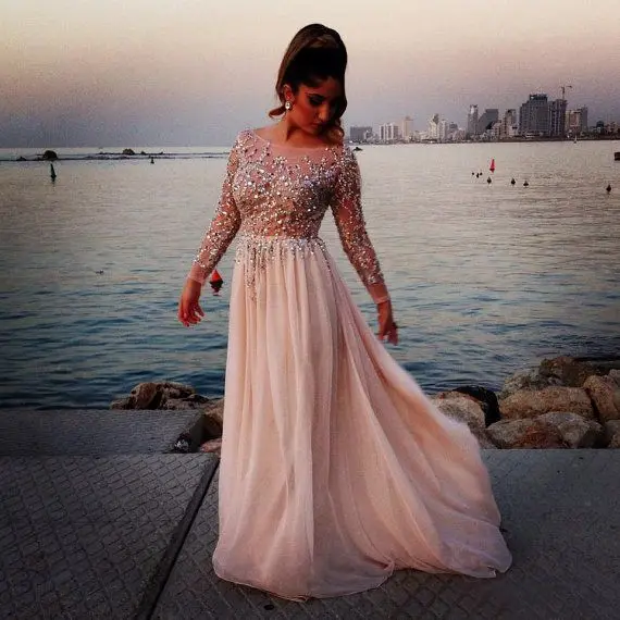 Hot Sale Sparkle Shiny Crystal Evening Prom Gown A-Line Long Sleeve Formal Beaded Chiffon Party mother of the bride dresses 
Hot Sale Sparkle Shiny Crystal Evening Prom Gown A-Line Long Sleeve Formal Beaded Chiffon Party mother of the bride dresses