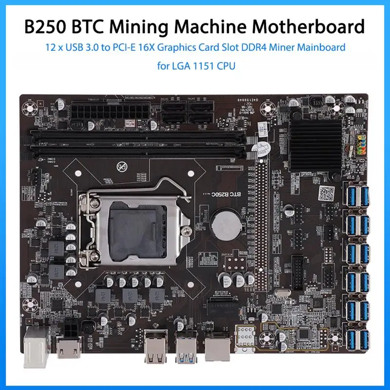 Brand New B250C Computer Motherboard With 12 Graphics Slot USB3.0 To PCI-E Interface Meticulous Workmanship Motherboard
Brand New B250C Computer Motherboard With 12 Graphics Slot USB3.0 To PCI-E Interface Meticulous Workmanship Motherboard