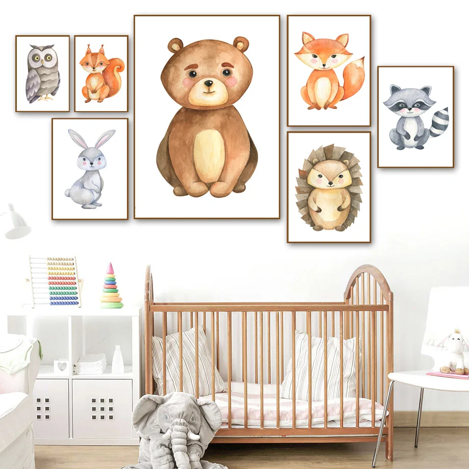 Bear Rabbit Fox Hedgehog Squirrel Raccoon Nursery Wall Art Print Canvas Painting Nordic Poster Wall Pictures Baby Kid Room Decor
Bear Rabbit Fox Hedgehog Squirrel Raccoon Nursery Wall Art Print Canvas Painting Nordic Poster Wall Pictures Baby Kid Room Decor
