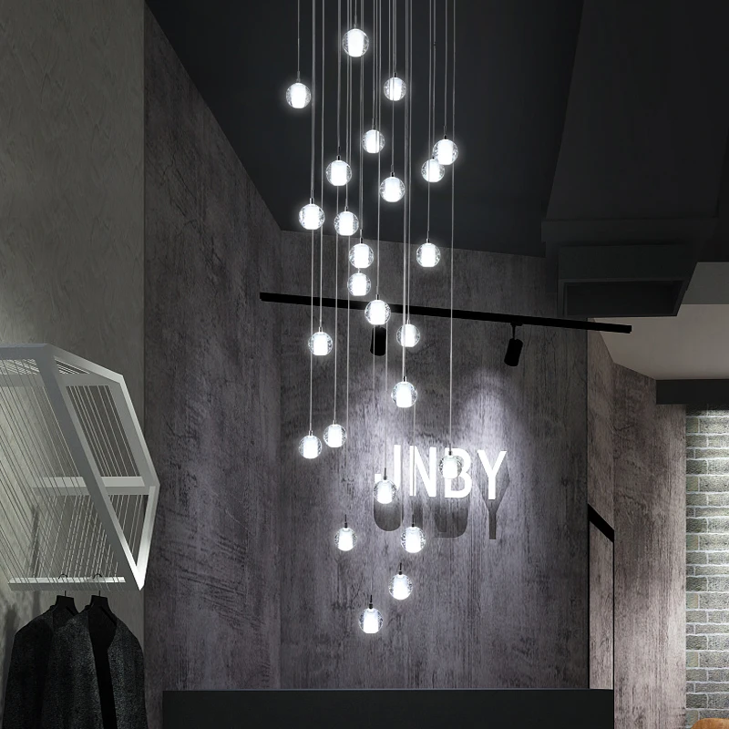 New Led Stair Chandelier Loft Modern Living room Kitchen Wire Lamp Indoor Lighting Crystal Ball Home Decoration Cristal Lustre
New Led Stair Chandelier Loft Modern Living room Kitchen Wire Lamp Indoor Lighting Crystal Ball Home Decoration Cristal Lustre