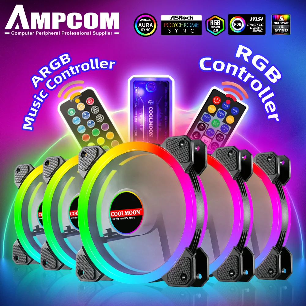 AMPCOM 120mm Case Music Fans, High Performance Cooling PC RGB Fans with Hydraulic Bearing Adjust Speed Aura Sync ARGB Music Fan
AMPCOM 120mm Case Music Fans, High Performance Cooling PC RGB Fans with Hydraulic Bearing Adjust Speed Aura Sync ARGB Music Fan