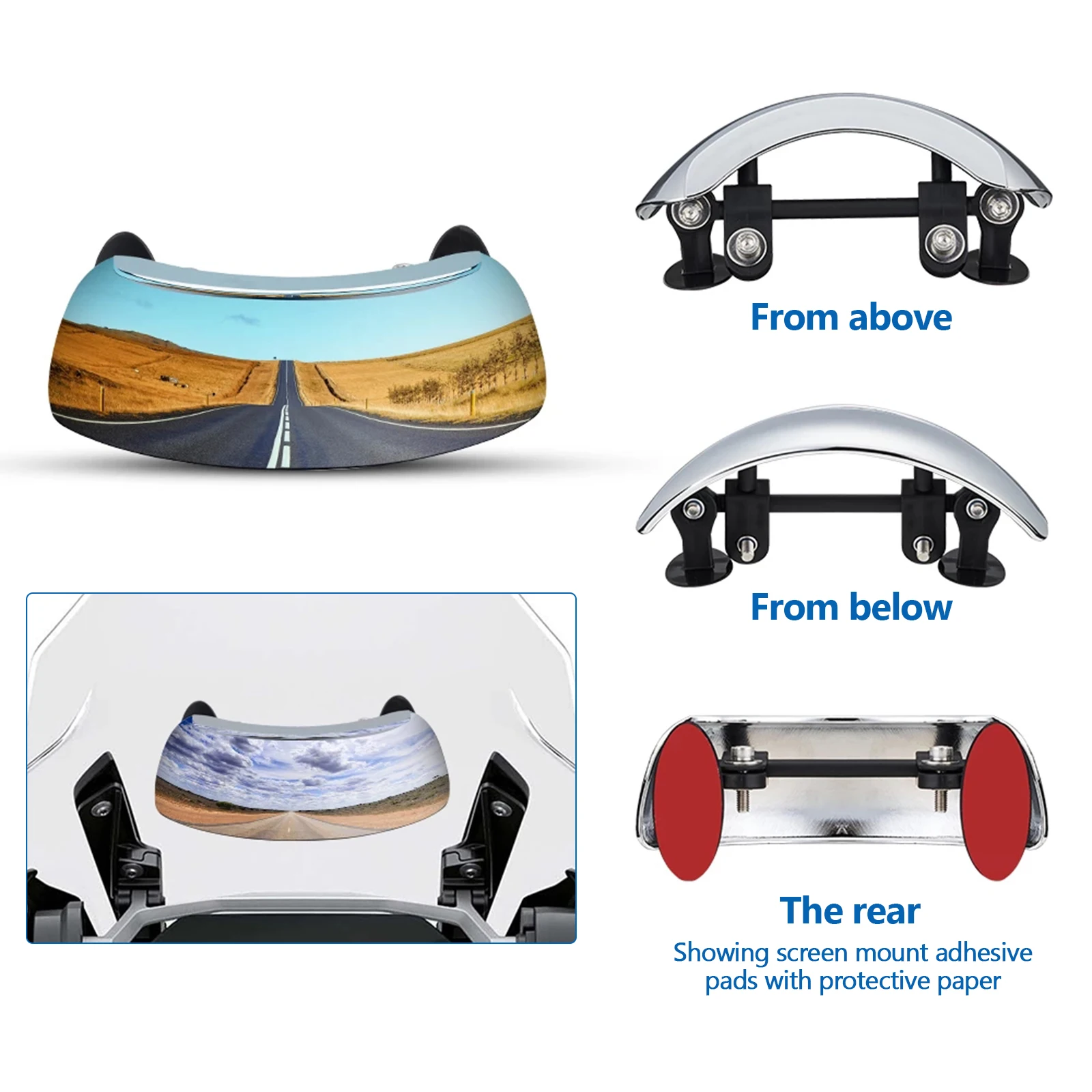180 Degree Motorcycle Safety Rear Blind Spot Mirrors Mounted On Windscreen Rearview Mirror Safety Auxiliary Rear View Mirror
180 Degree Motorcycle Safety Rear Blind Spot Mirrors Mounted On Windscreen Rearview Mirror Safety Auxiliary Rear View Mirror