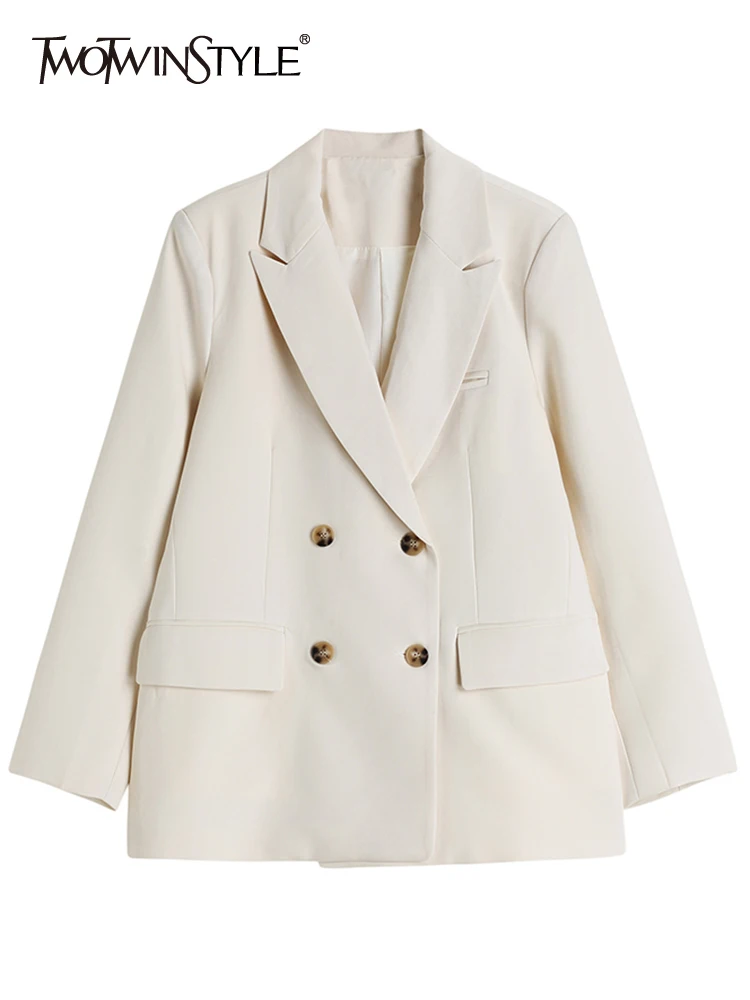 TWOTWINSTYLE Casual Solid Blazer For Women Notched Collar Long Sleeve Minimalist Straight Blazers Female Korean Fashion Clothing
TWOTWINSTYLE Casual Solid Blazer For Women Notched Collar Long Sleeve Minimalist Straight Blazers Female Korean Fashion Clothing