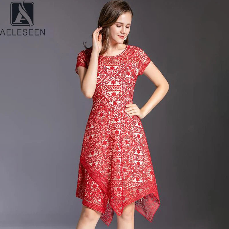 AELESEEN Runway Fashion Dress Women Designer Luxury Flower Embroidery Red Black Irregular Midi Party Dress
AELESEEN Runway Fashion Dress Women Designer Luxury Flower Embroidery Red Black Irregular Midi Party Dress
