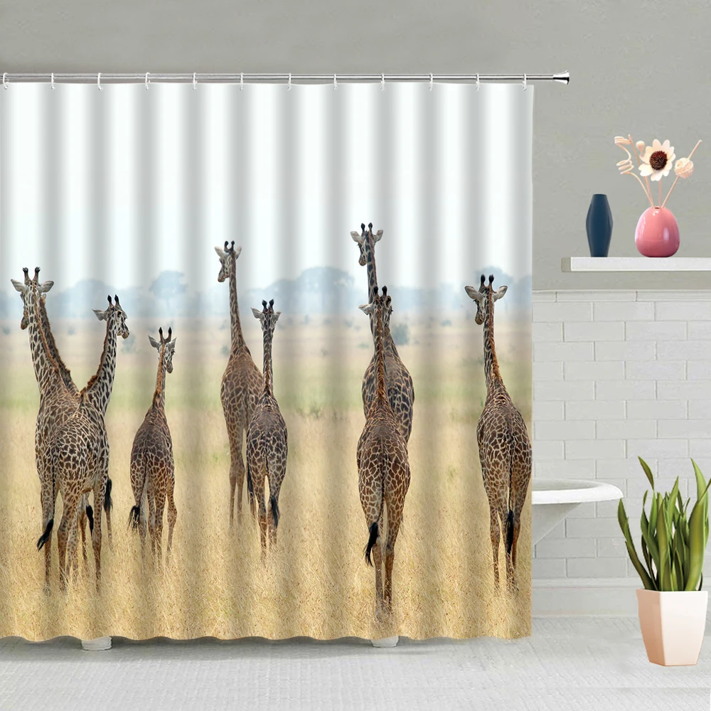 Bathtub Decoration Wild Animal Giraffe Forest Background Picture Bathroom Shower Curtain Waterproof Polyester Fabric With Hooks
Bathtub Decoration Wild Animal Giraffe Forest Background Picture Bathroom Shower Curtain Waterproof Polyester Fabric With Hooks