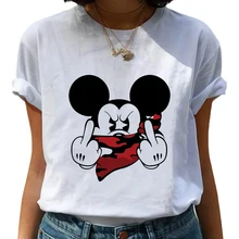 White Basic Disney Masked Mickey Mouse T Shirt Women Summer New S-3XL Tees Casual Loose Tshirt O Neck Female Tops Dropship