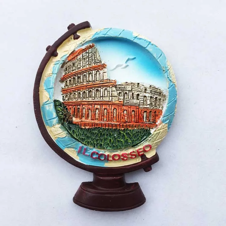 

QIQIPP Italy Rome Colosseum creative globe magnetic paste refrigerator paste tourism souvenir crafts hand gift