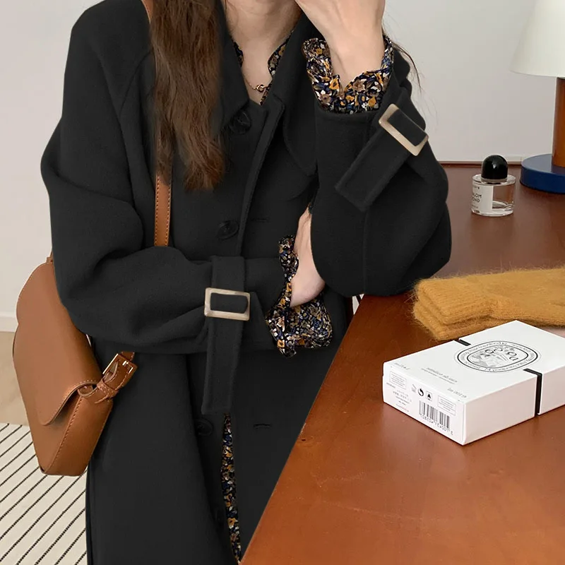 Commute Straight Overcoat Polyester Pocket Long Korean Style Coat Women Jacket Wool Abrigo Mujer Invierno Woman's Clothes EK50WC 
Commute Straight Overcoat Polyester Pocket Long Korean Style Coat Women Jacket Wool Abrigo Mujer Invierno Woman's Clothes EK50WC