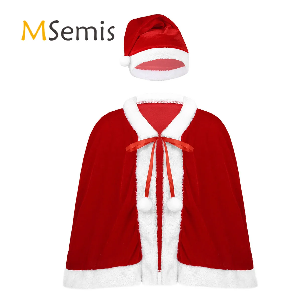 Kids Girls Red Velvet Santa Claus Cape Fur Collar Short Cloak Shawl with Christmas Hat Xmas Costume Cosplay Outfit Accessory
Kids Girls Red Velvet Santa Claus Cape Fur Collar Short Cloak Shawl with Christmas Hat Xmas Costume Cosplay Outfit Accessory