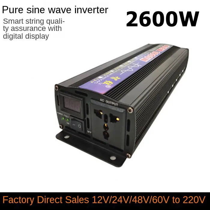 

2600W Pure Sine Inverter Solar Inverter 12V / 24V / 48V / 60V Portable Car Voltage Inverter Home Inverter Power Converter