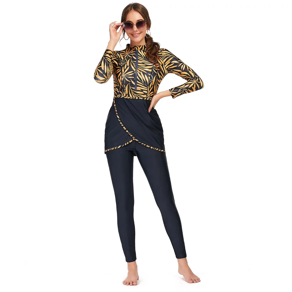 Muslim Swimwear Women Modest Patchwork Long Sleeves Sport Swimsuit 3pcs Islamic Burkinis Wear Bathing Suit Women's Swimwear
Muslim Swimwear Women Modest Patchwork Long Sleeves Sport Swimsuit 3pcs Islamic Burkinis Wear Bathing Suit Women's Swimwear