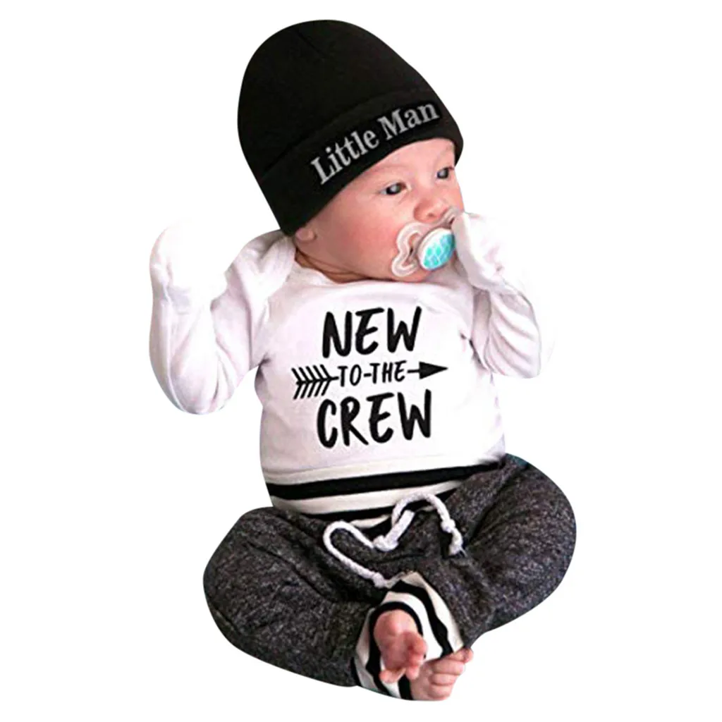 Newborn Baby Boy Clothes Sets Fashion Letter Print Romper Tops +Long Pants+Hat 3PCS Outfits for Baby kids take photograph new
Newborn Baby Boy Clothes Sets Fashion Letter Print Romper Tops +Long Pants+Hat 3PCS Outfits for Baby kids take photograph new