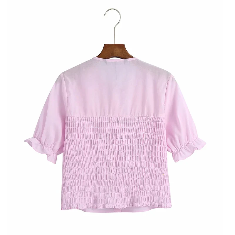 Women's Pink Polo Shirt 2021 Youth Campus Style Lapel Ruffle Frill Short-sleeved Single Button High-quality Summer Clothing
Women's Pink Polo Shirt 2021 Youth Campus Style Lapel Ruffle Frill Short-sleeved Single Button High-quality Summer Clothing