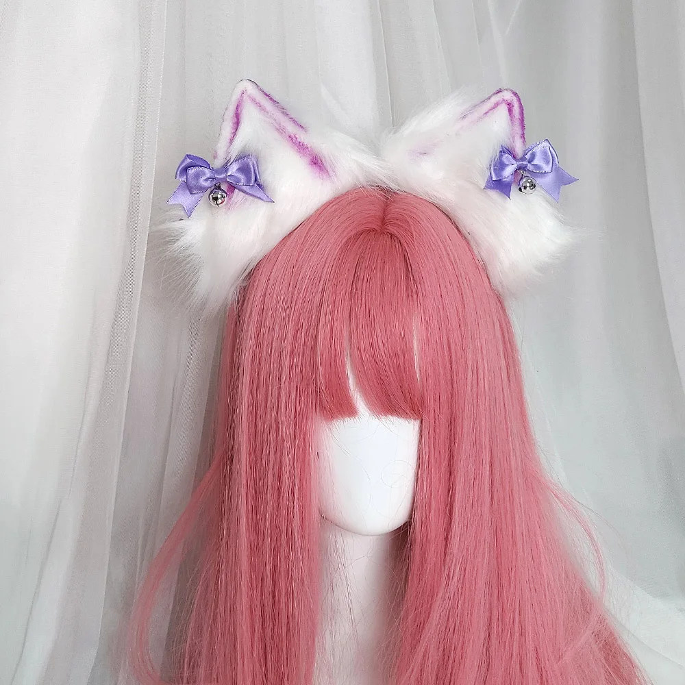 

Simulation Animal Ears Cat Ear Headband Cute Bow Bell Fox Scottish Fold Lolita Headdress KC Headband Cos