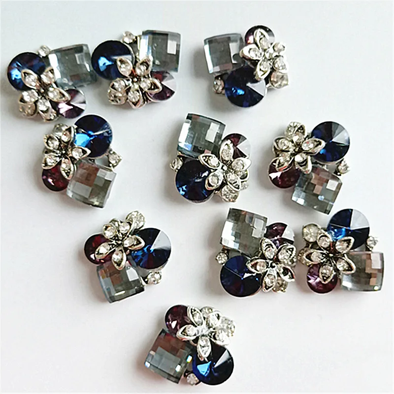 

10pcs/lot Alloy Gold Colorful Rhinestone Buttons for Clothing Wedding Accessories Hairbow Center Decoration Buttons DIY Craft